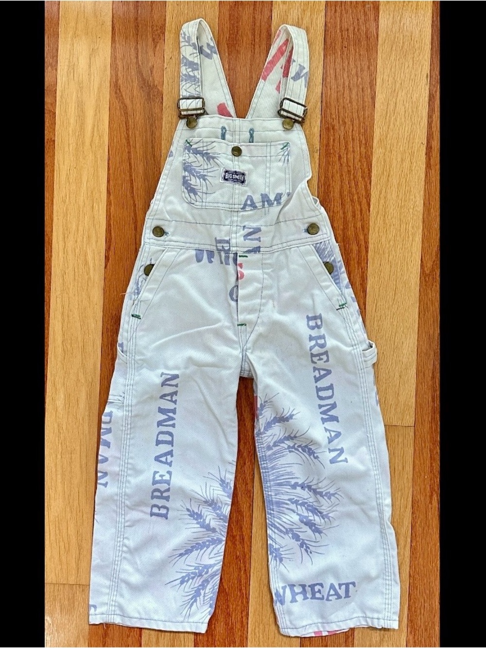 Vintage 1970s Big Smith Child Breadman America Flour Sack Novelty Overalls 3T 4T